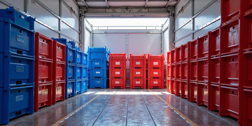 知名物流公司logo，蓝色配色，快递包裹图案